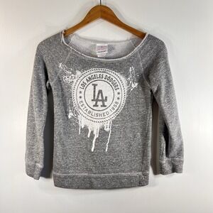 Los Angeles Dodgers Crewneck Sweatshirt Women's Size Small Distressed Open Neck